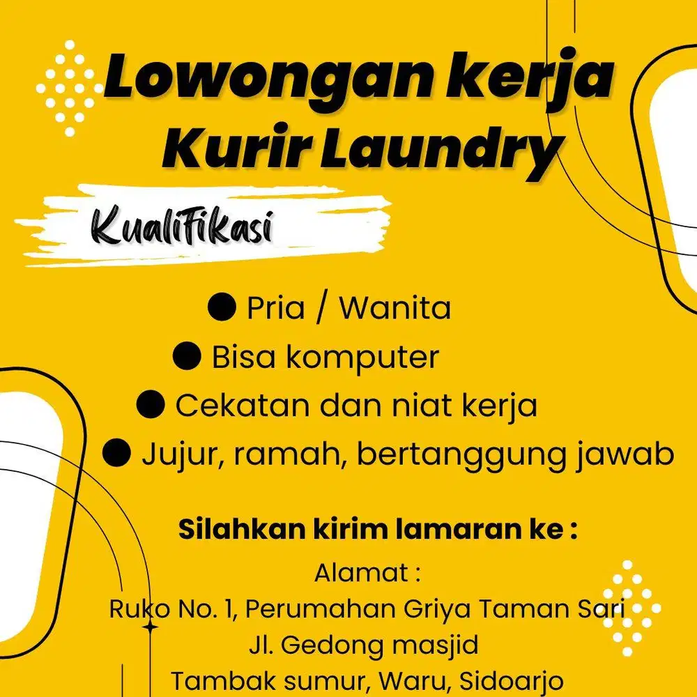 Loker lowongan kerja kurir laundry