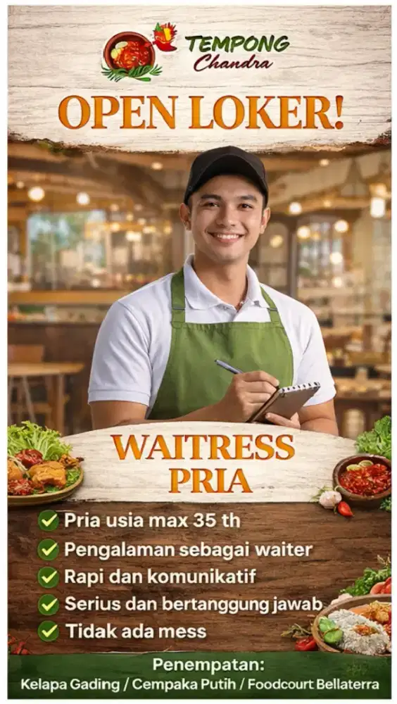 Loker Waitress Pria