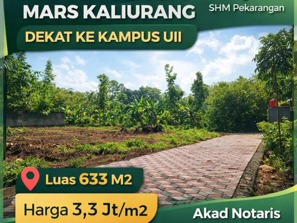 Tanah Jogja Kost Area Kampus UII Kaliurang SHM Pekarangan