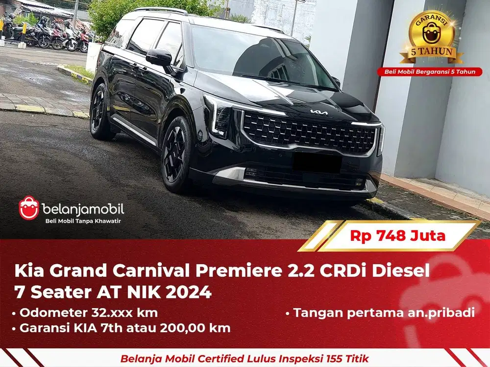 [GARANSI 5TH] Kia Grand Carnival Premiere 2.2 Diesel 7 Seat 2024/2025