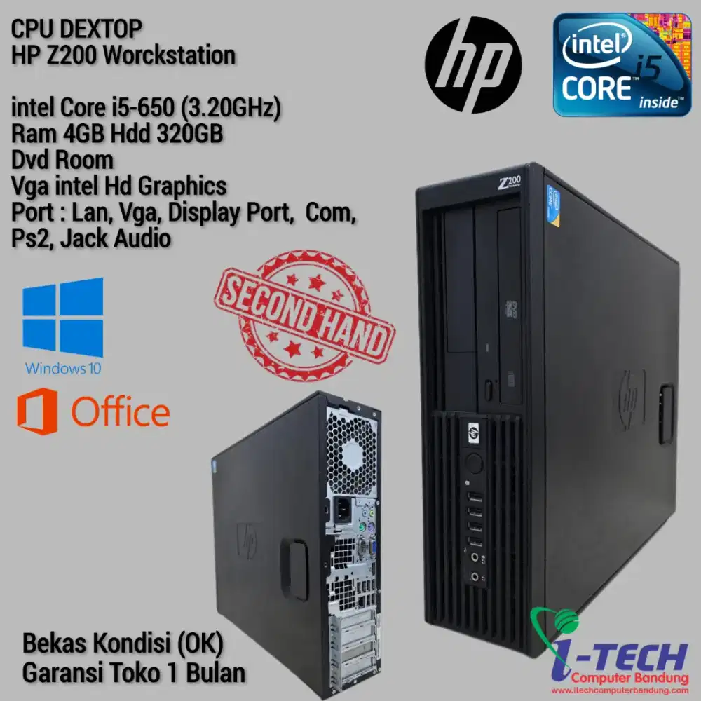 CPU DEXTOP HP Z200 WORCKSTATION CORE i5 GEN1 RAM 4GB HDD 320GB