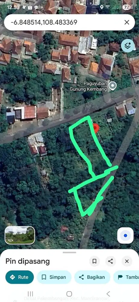 dijual tanah luas 1128 m2, harga permeter Rp.1500.000 nego