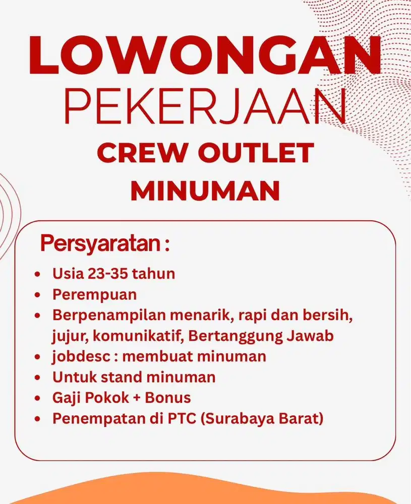 Crew outlet minuman di PTC