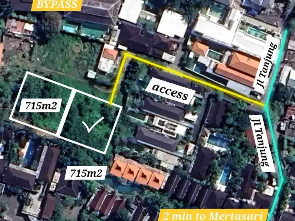 pantai mertasari sanur !! 715 m2 leashold 28 tahun.