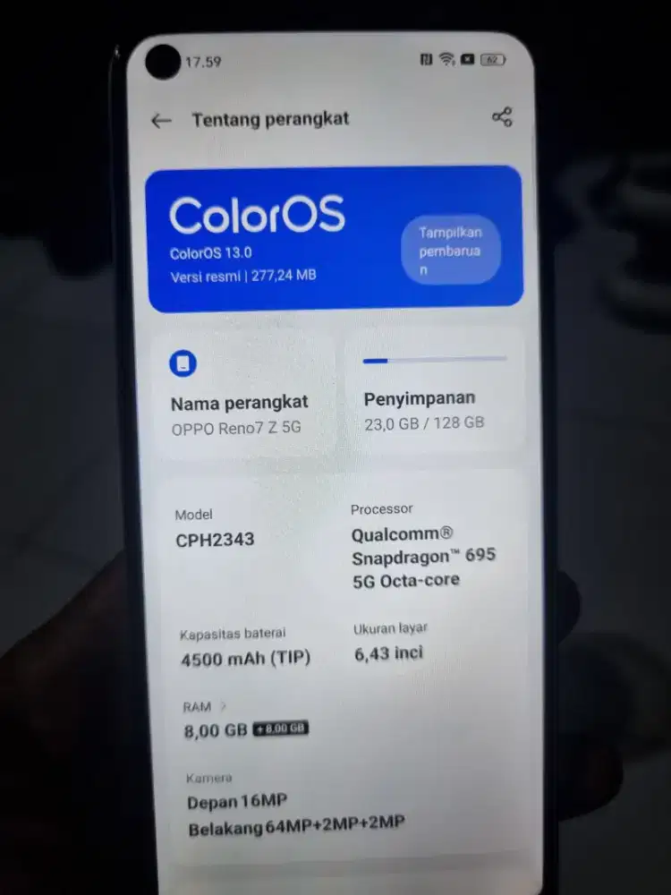Oppo Reno 7z 8+8 internal 128 5g NFC