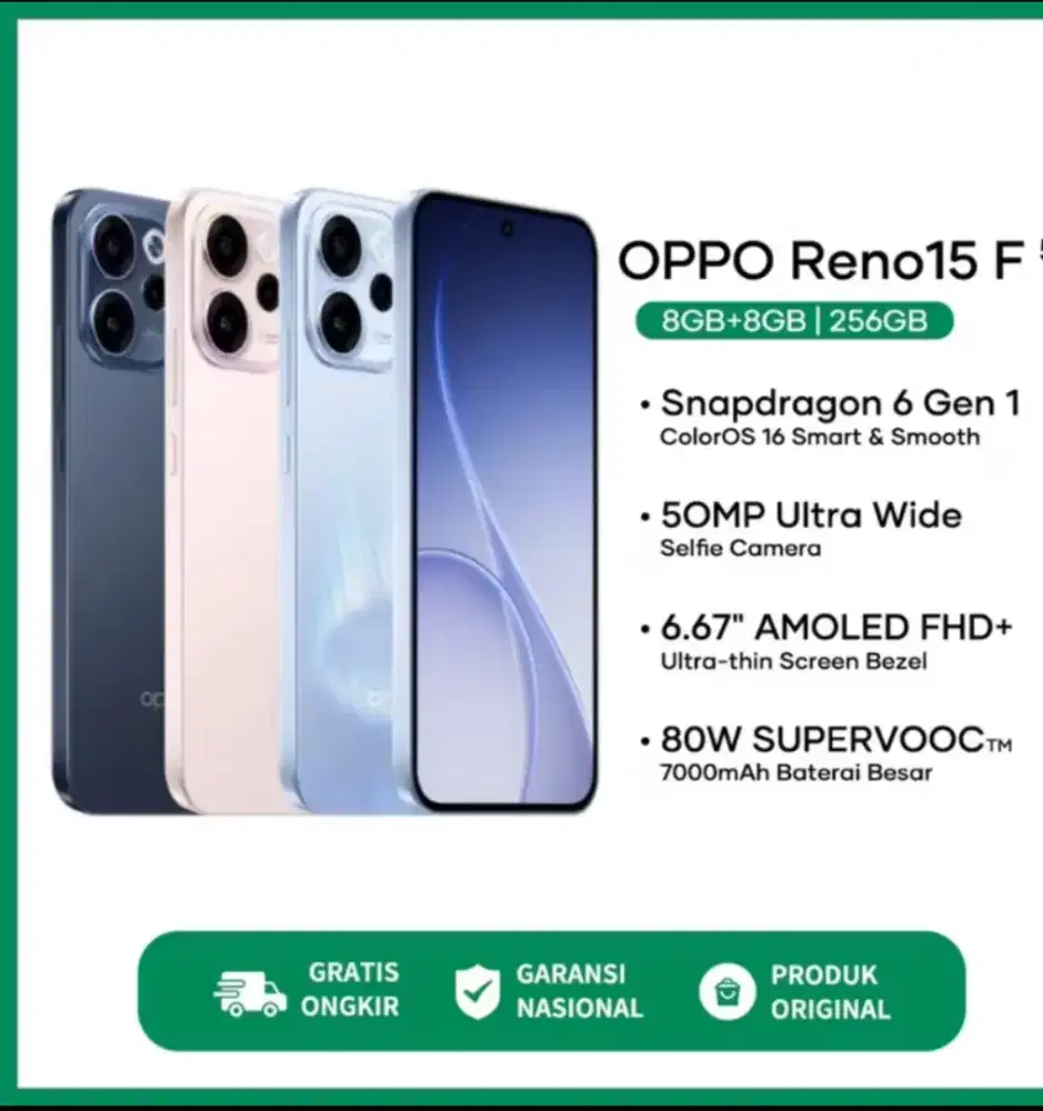 Oppo Reno 15F 15 F Resmi Baru Segel 8/256