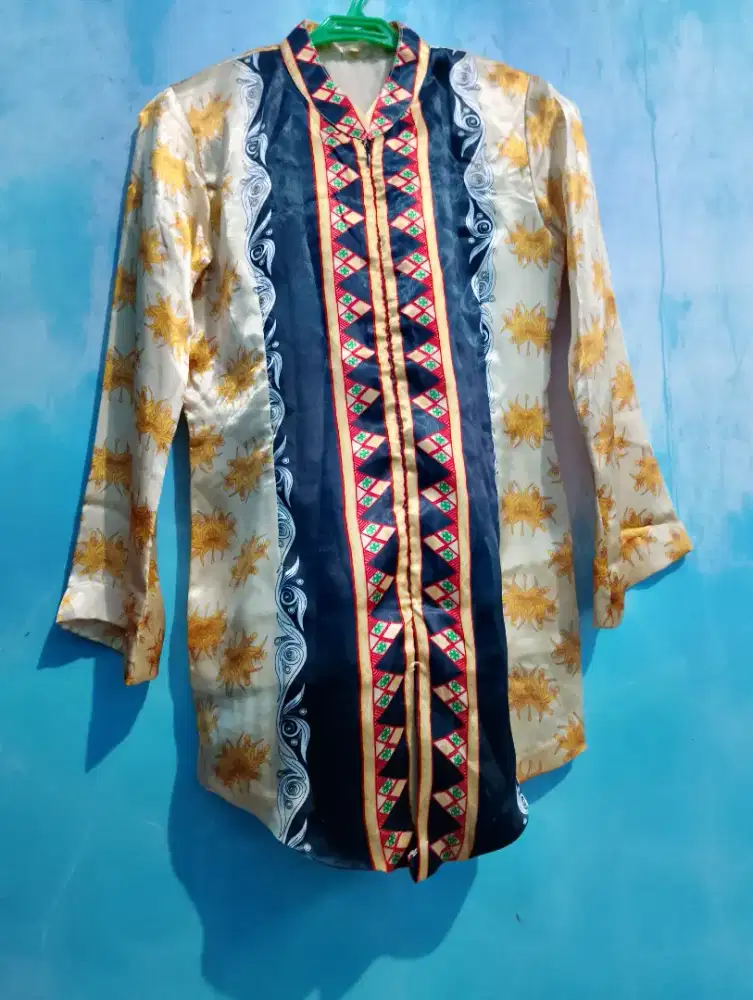 Setelan Tunik Vintage Navy/Kuning - Tempahan Tailor Era 2000-an