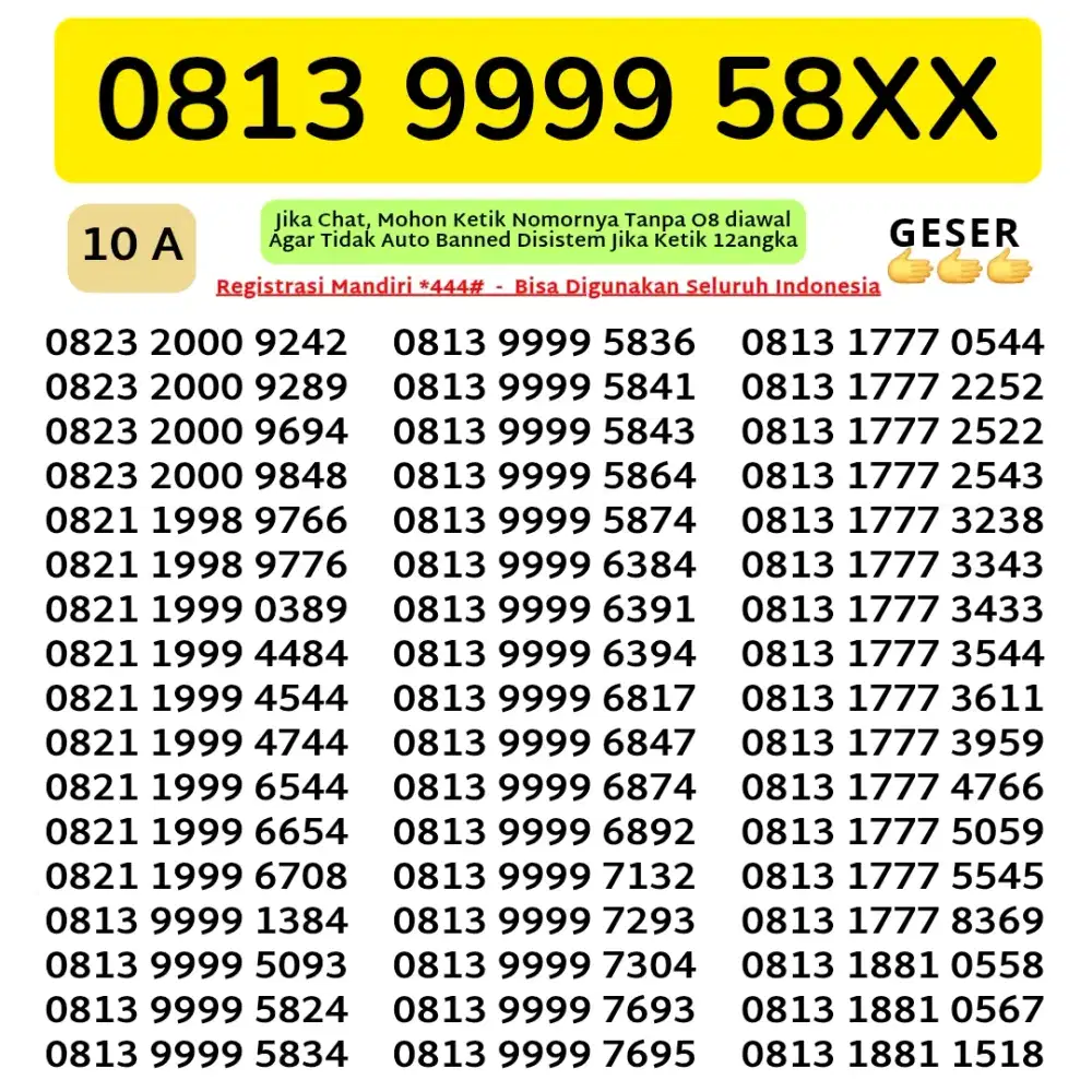 Nomor Cantik Simpati Kartu Perdana Telkomsel simpati tahun rapih 1881