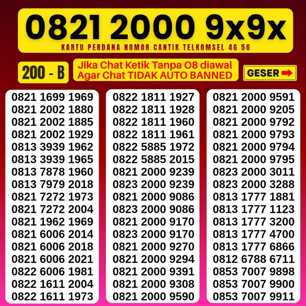 Nomor Cantik Simpati Kartu Perdana Telkomsel simpati tahun lahir 9999