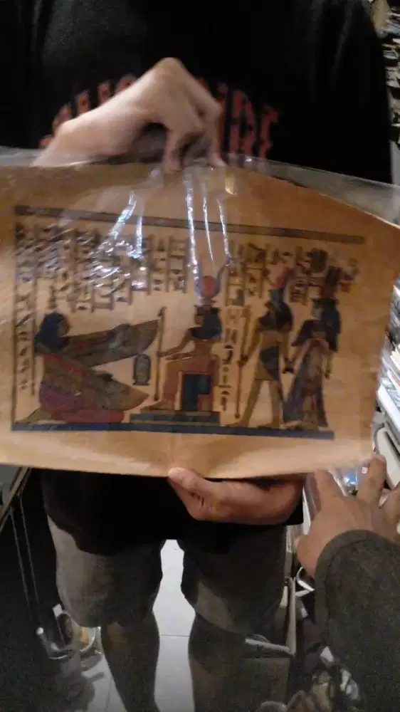 Old Vintage Egypt papyros hand painted 33x45