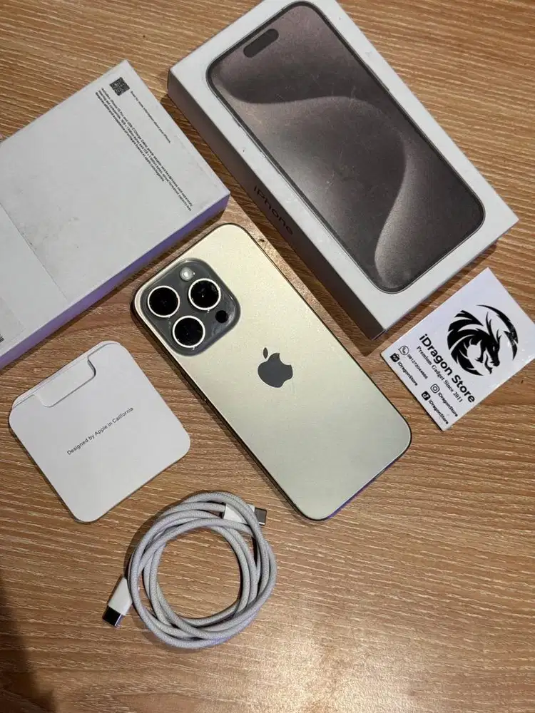 iphone 15 pro 128gb warna natural titanium fullset mulus