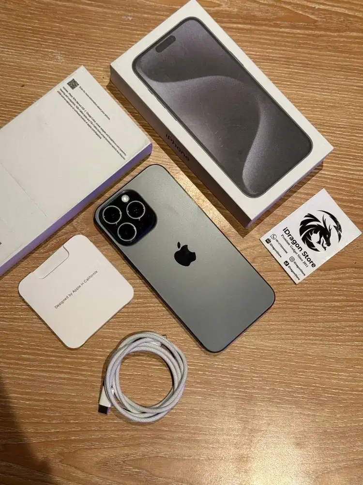 iphone 15 pro max 256gb warna black titanium fullset mulus