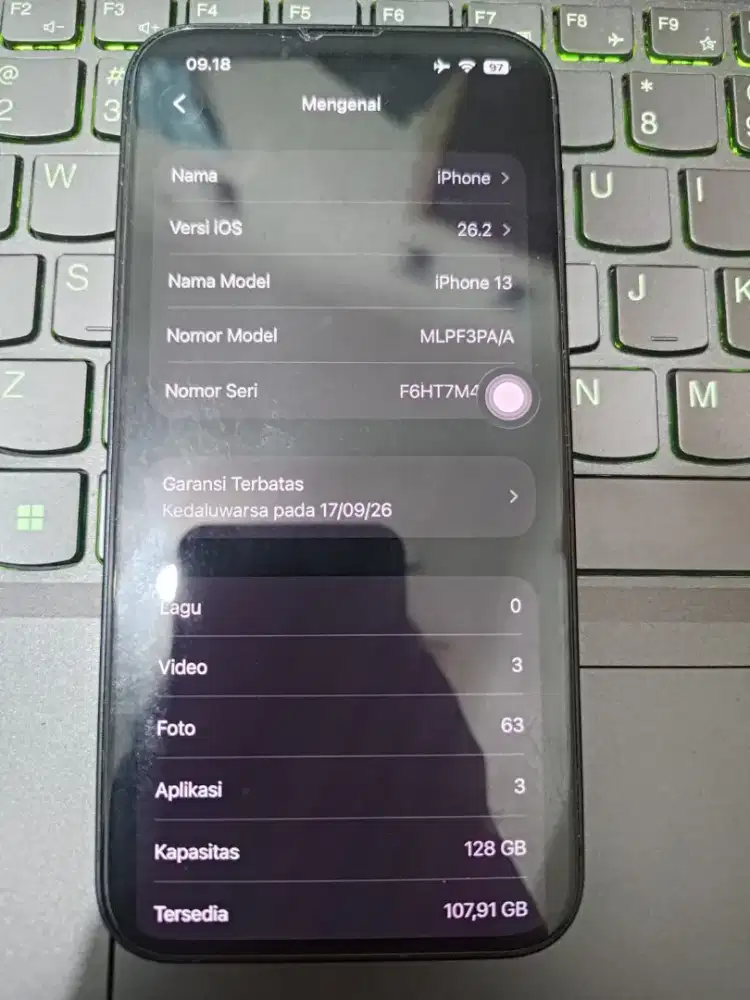 iPhone 13 128GB iBox Midnight Fullset LIKE NEW GARANSI ON