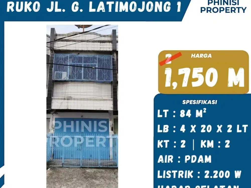 Ruko Tengah Kota Jalan Gunung Latimojong 1 dekat Veteran Utara