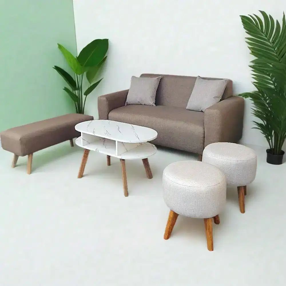 Sofa retro modern set + meja model kancing