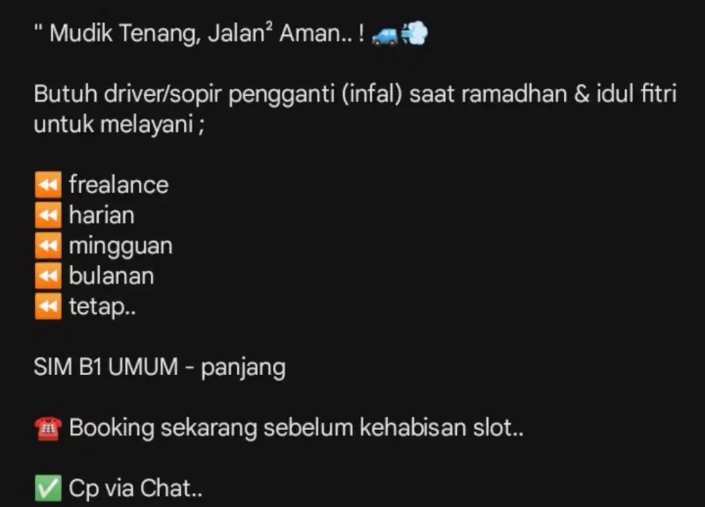 Driver (INFAL) Pengganti