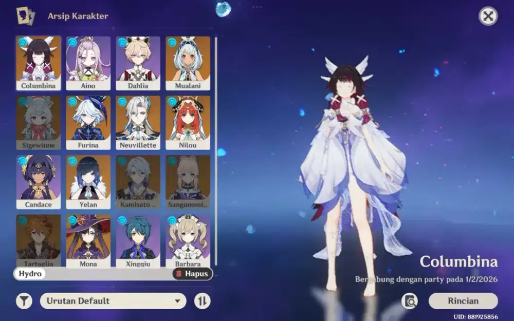 Akun genshin impact AR60 Asia