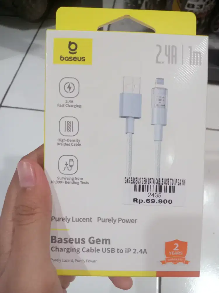 BASEUS GEM DATA CABLE USB TO IP 2.4 1M| ATLANTIS DAHSYAT