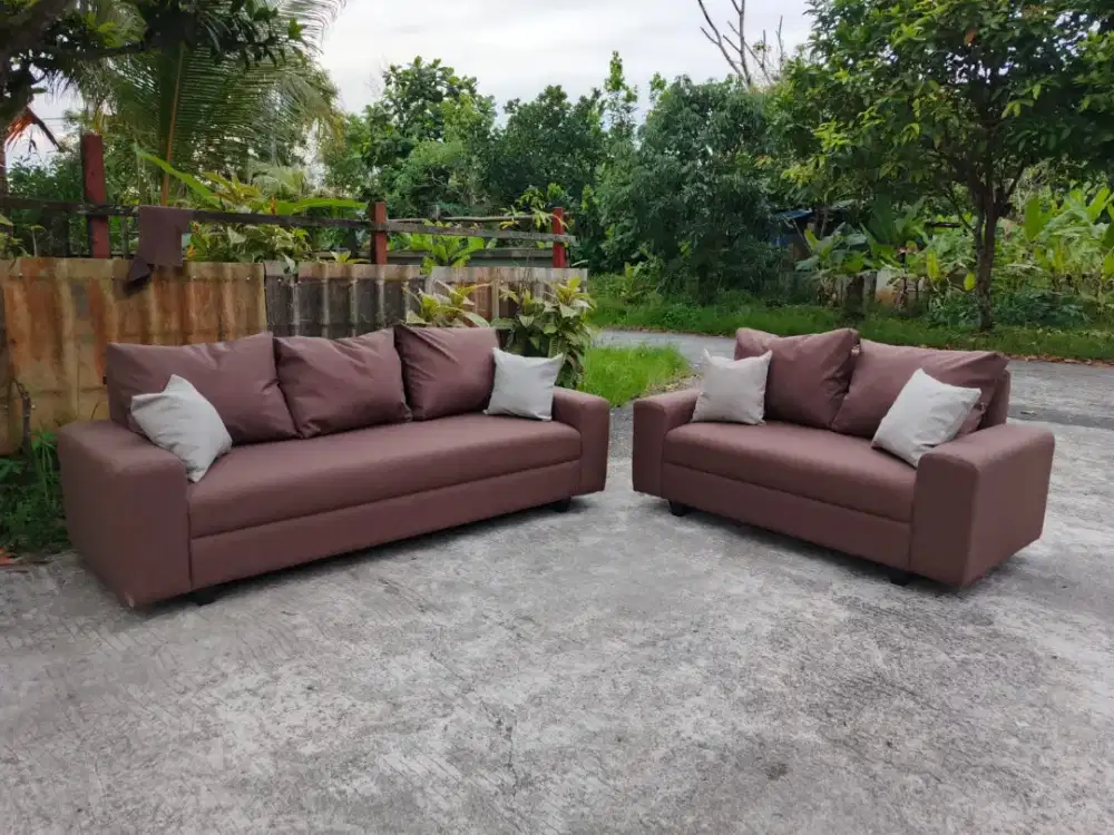 Sofa tamu model retro type 3.2 + meja,bahan full bludru,kanvas & kulit