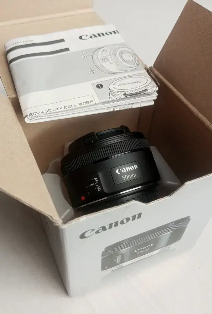 Lensa Canon EF 50mm F1,8 STM Dus ada, Kondisi 99,99%