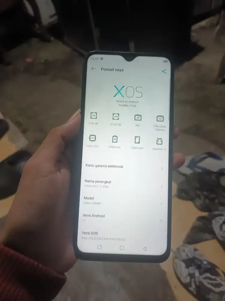Infinix hot 11 play 3/32 hp+kabel data