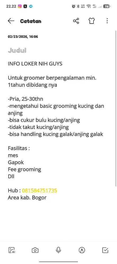 Lowongan kerja groomer