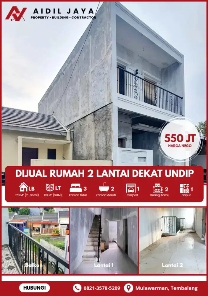 Rumah Murah 2 Lantai Harga 1 Lantai Dekat UNDIP