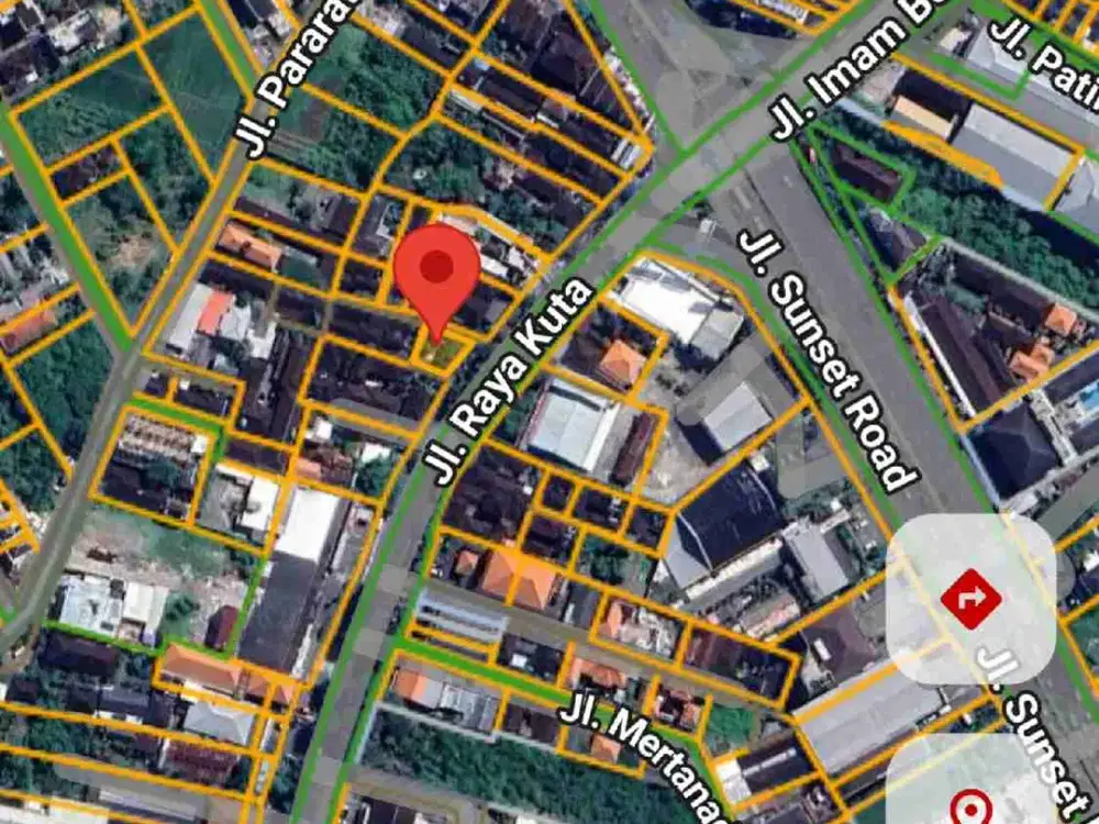 Jual tanah 178m2 cck utk RUKO/BISNIS di jln RAYA IMAM BONJOL,perempatan SUNSET ROAD Badung Bali