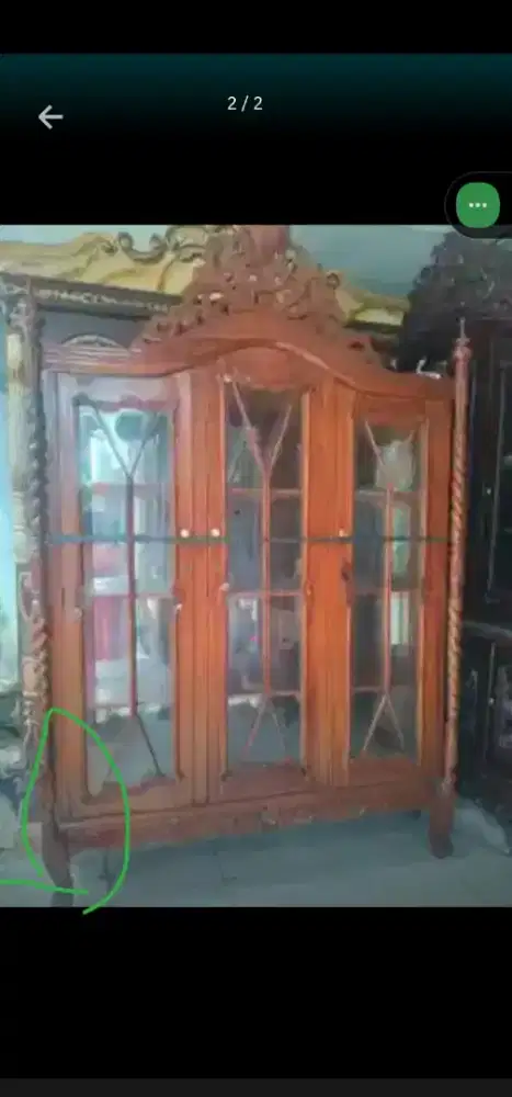 lemari kristal jati Jepara asli