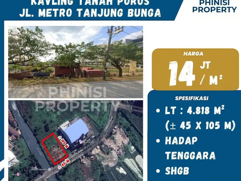 Dijual Tanah Kavling di Poros Metro Tanjung Bunga Samping Upperhills