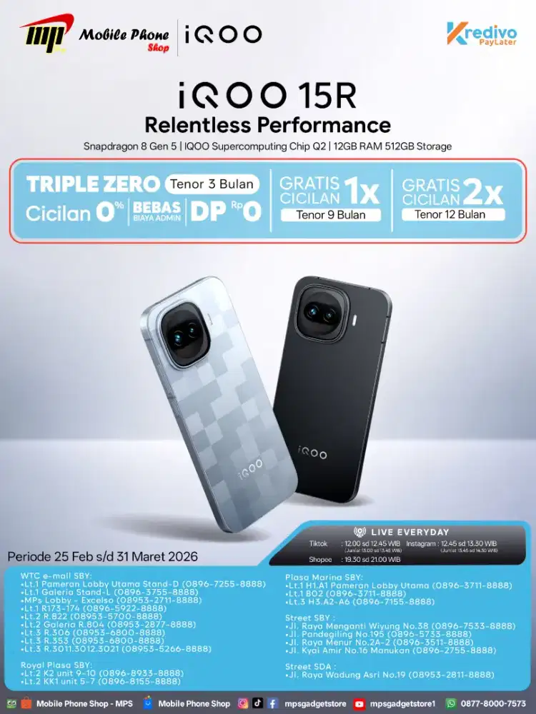 IQOO 15R PROMO 0% CICILAN HINGGA FREE 2X CICILAN BY KREDIVO