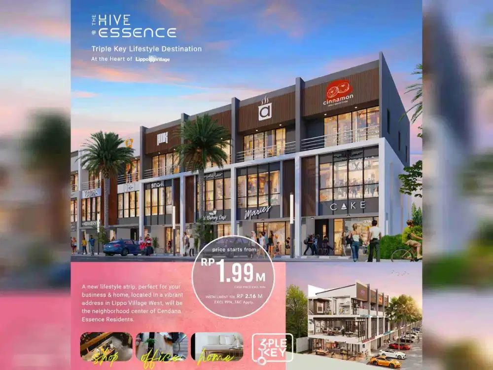 Ruko 3 Lantai The Hive Essence by Lippo Karawaci Akses Tol Langsung