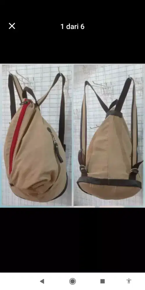 Tas punggung kanvas ukuran 45x35x21
