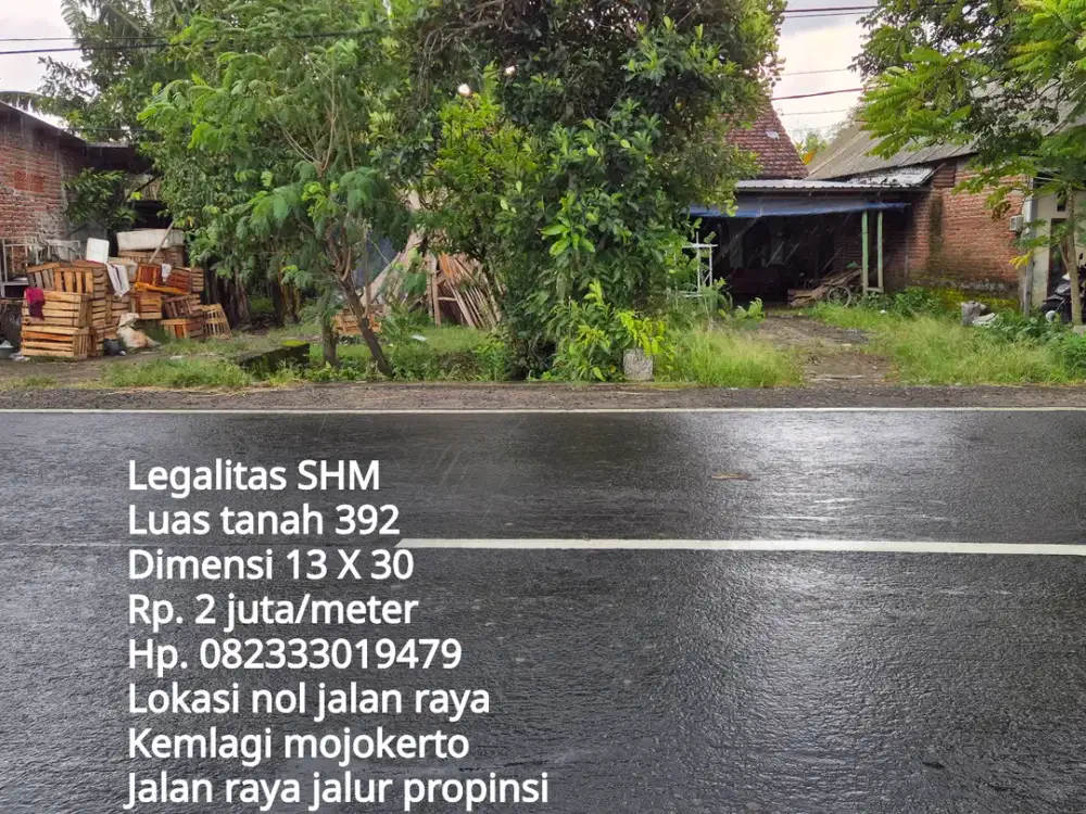 Lahan nol jalan raya pasar kemlagi mojokerto