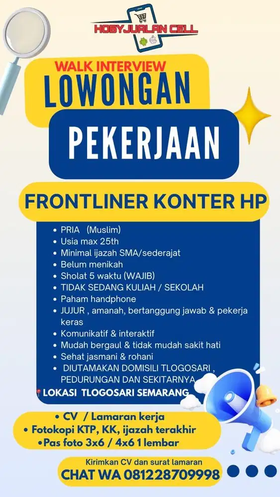 Lowongan kerja konter hp