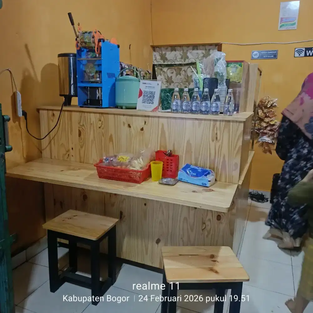 Peralatan warkop, meja L, kursi 8,meja 2,