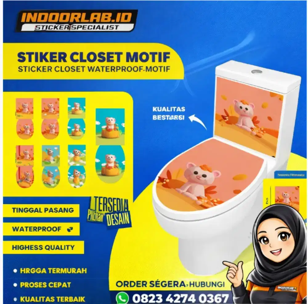 Stiker Closet Motif Waterproof Lucu – Tinggal Pasang, Desain custom
