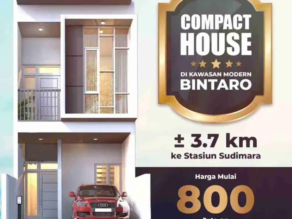 Rumah idaman 2 lantai 3 KT. di lokasi super strategis Bintaro. Dekat Pusat Pendidikan  Masjid Raya, Stasiun KRL, Jalan Tol, Pusat Kesehatan, Pusat Perbelanjaan. Harga paling terjangkau.