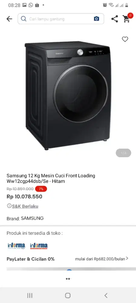 Samsung mesin cuci 12kg