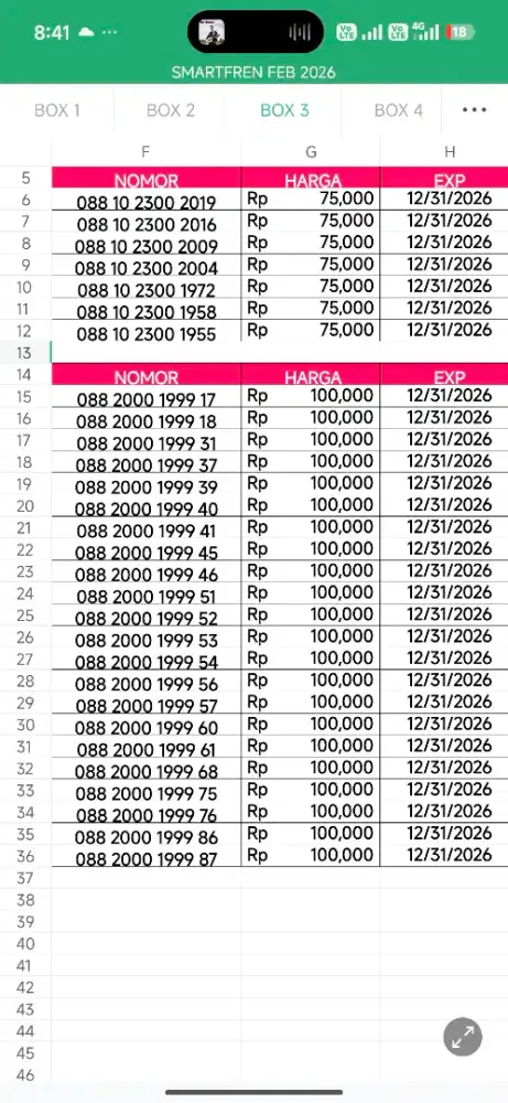 Nomor cantik Smartfren