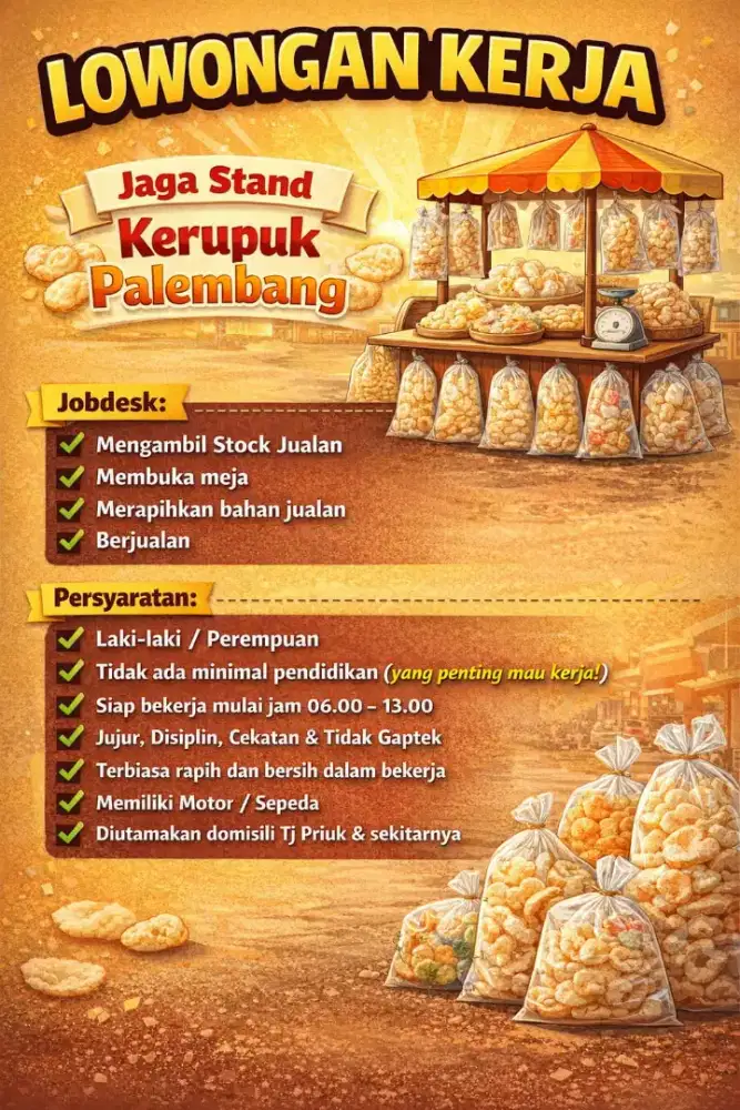 Penjaga lapak dan penjual kerupuk palembang