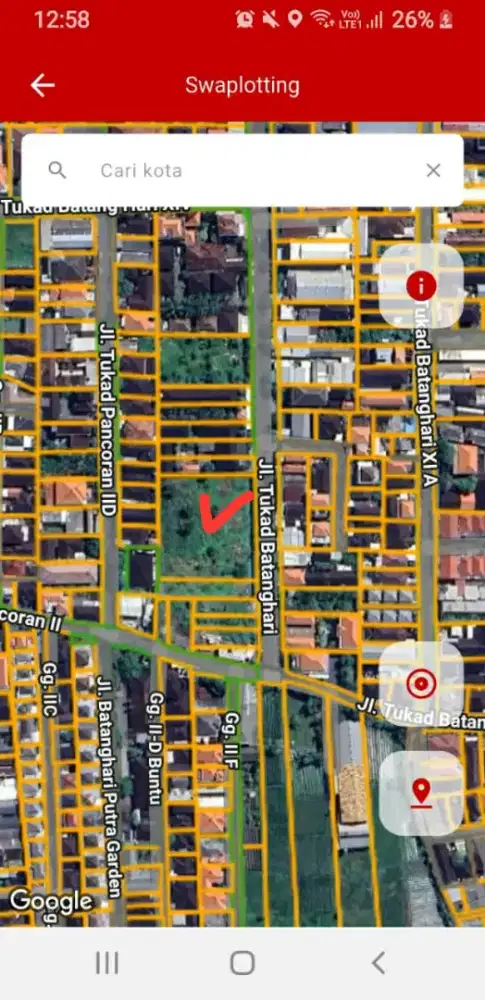 Jual cepat tanah jalan utama Tukad Batanghari renon Denpasar bali