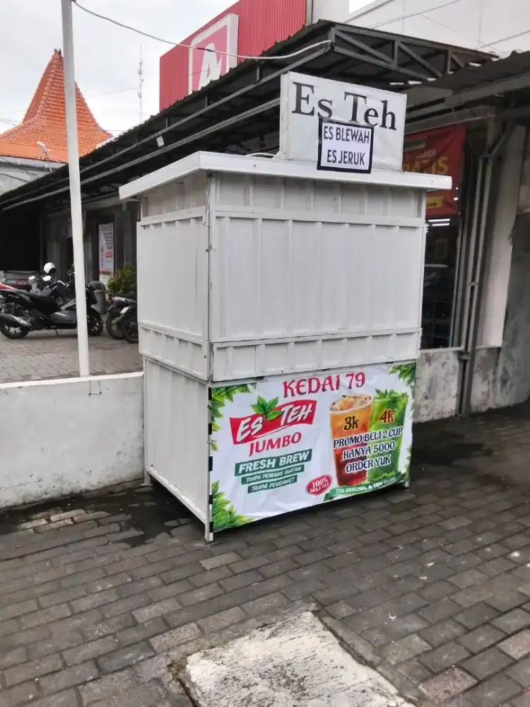 Container gerobak jualan / Stand jualan lengkap isinya