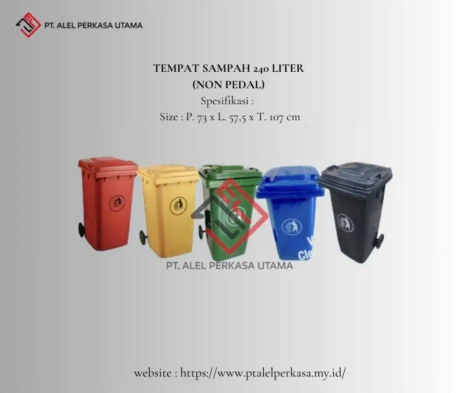 Tempat Sampah 240 Liter Non Pedal Size P 73 x L 57,5 x T 107 cm