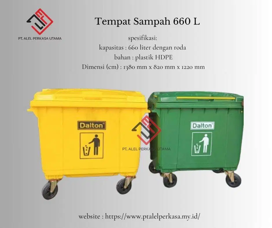 Tempat Sampah 660 L Dengan Roda Bahan Plastik HDPE