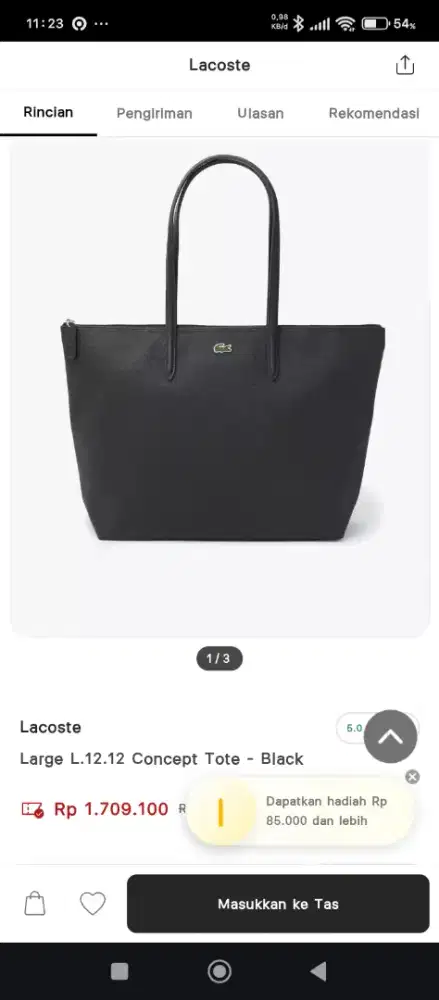 Tas Lacoste konsep tote bag