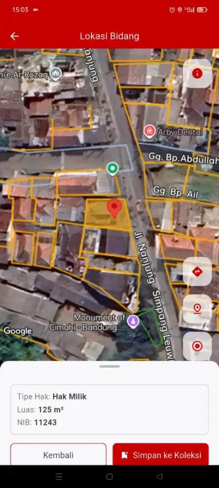 Lahan Komersil di Jalan Raya Nanjung