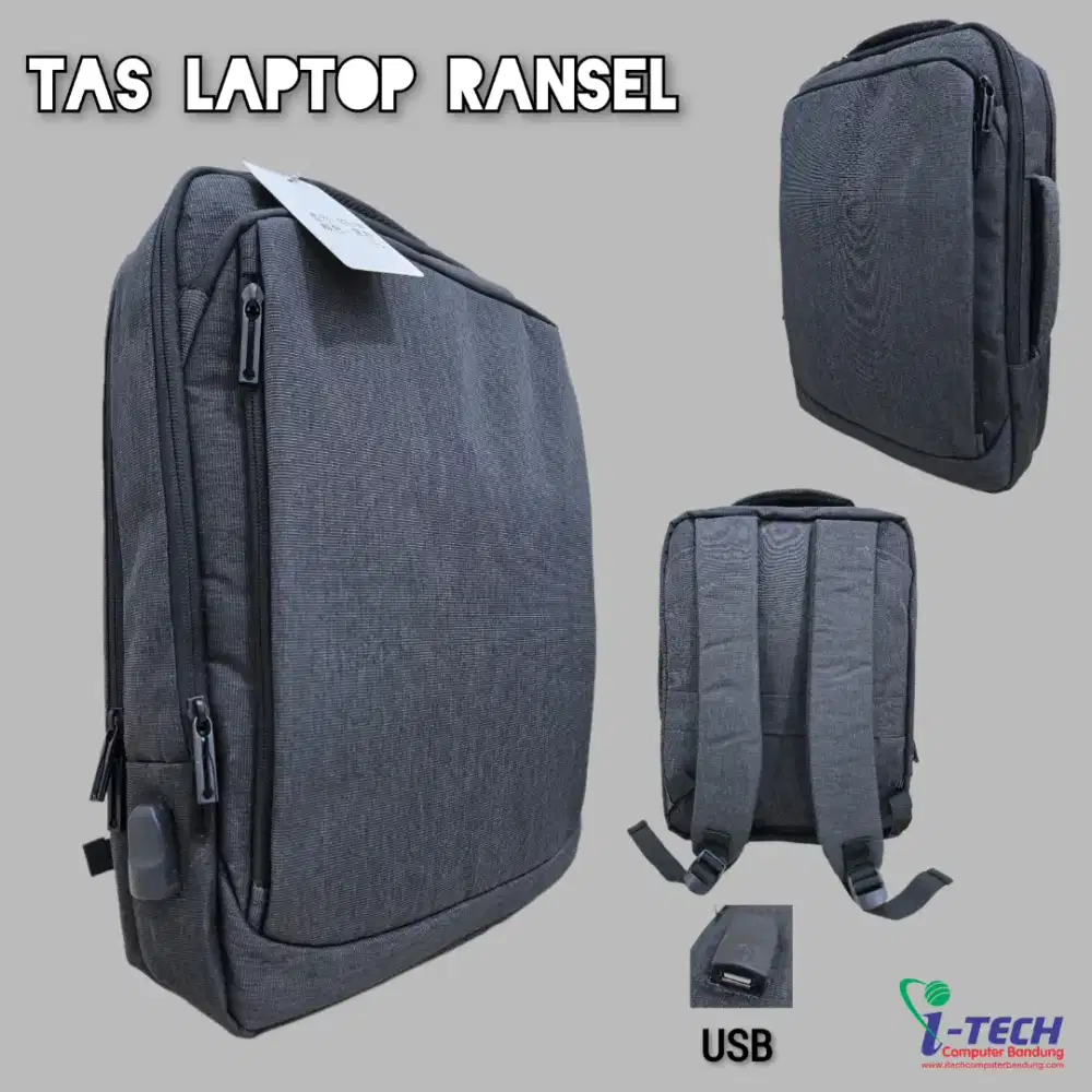 Tas / Ransel Laptop Pria Wanita Usb Port Multifungsi
