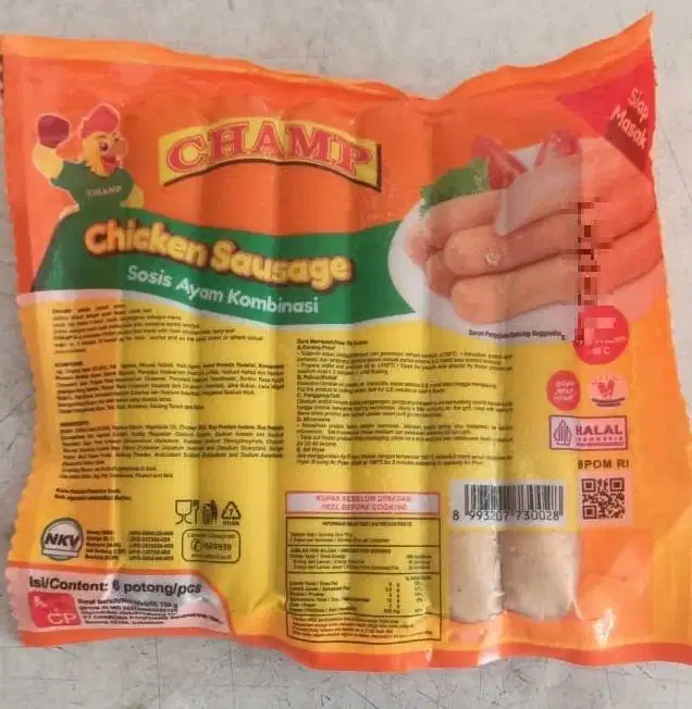 Champ Sosis Ayam 150 Gram Isi 6 Pcs Harga Murah