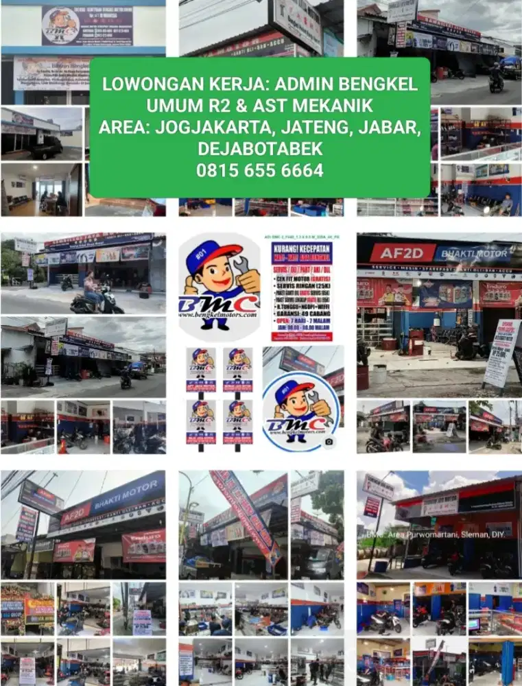 KADERNISASI ADMIN BENGKEL & AST.MEKANIK MOTOR  R2 U/ BANYAK CABANG BMC